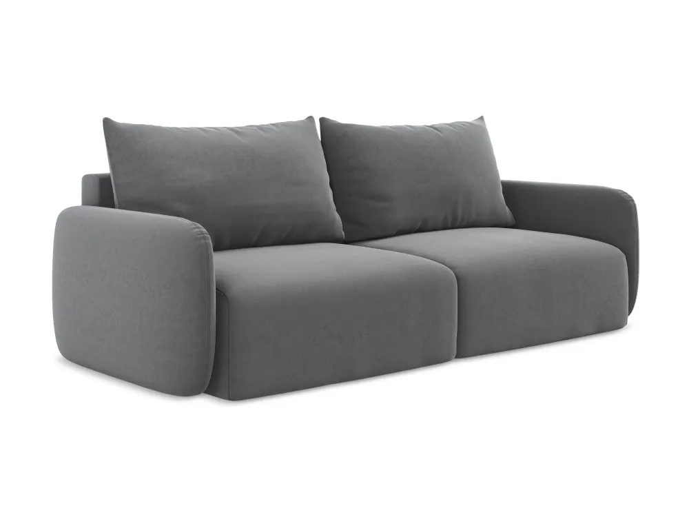 Sofa sametová 3-osobová s funkcí spaní KALENA ocelově šedá