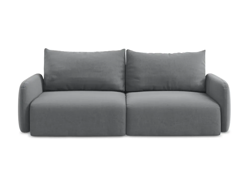 Sofa sametová 3-osobová s funkcí spaní KALENA ocelově šedá
