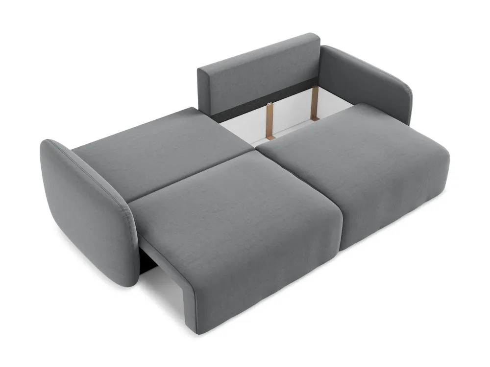 Sofa sametová 3-osobová s funkcí spaní KALENA ocelově šedá