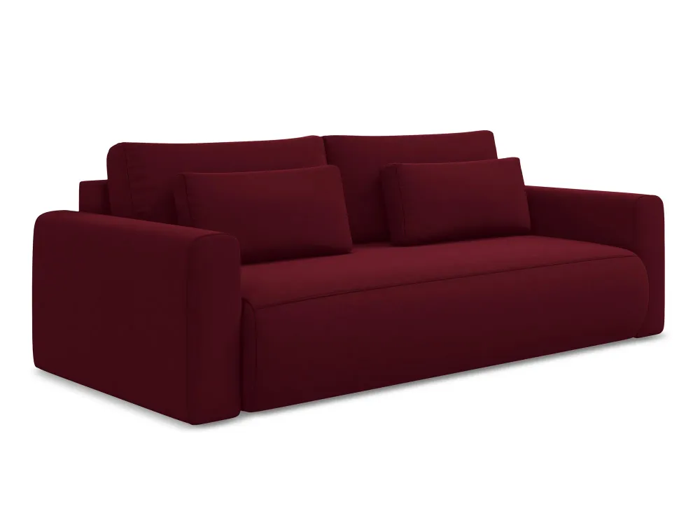 Sofa sametová 3-osobová s funkcí spaní KAPUA burgundová