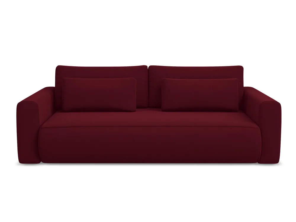 Sofa sametová 3-osobová s funkcí spaní KAPUA burgundová
