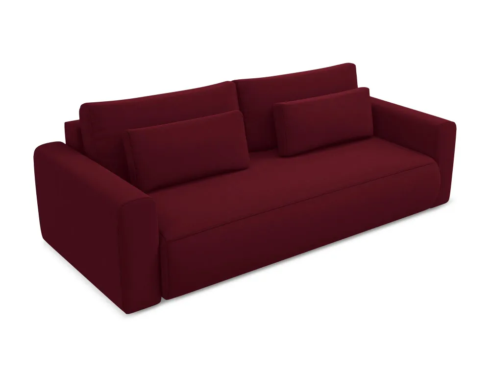 Sofa sametová 3-osobová s funkcí spaní KAPUA burgundová