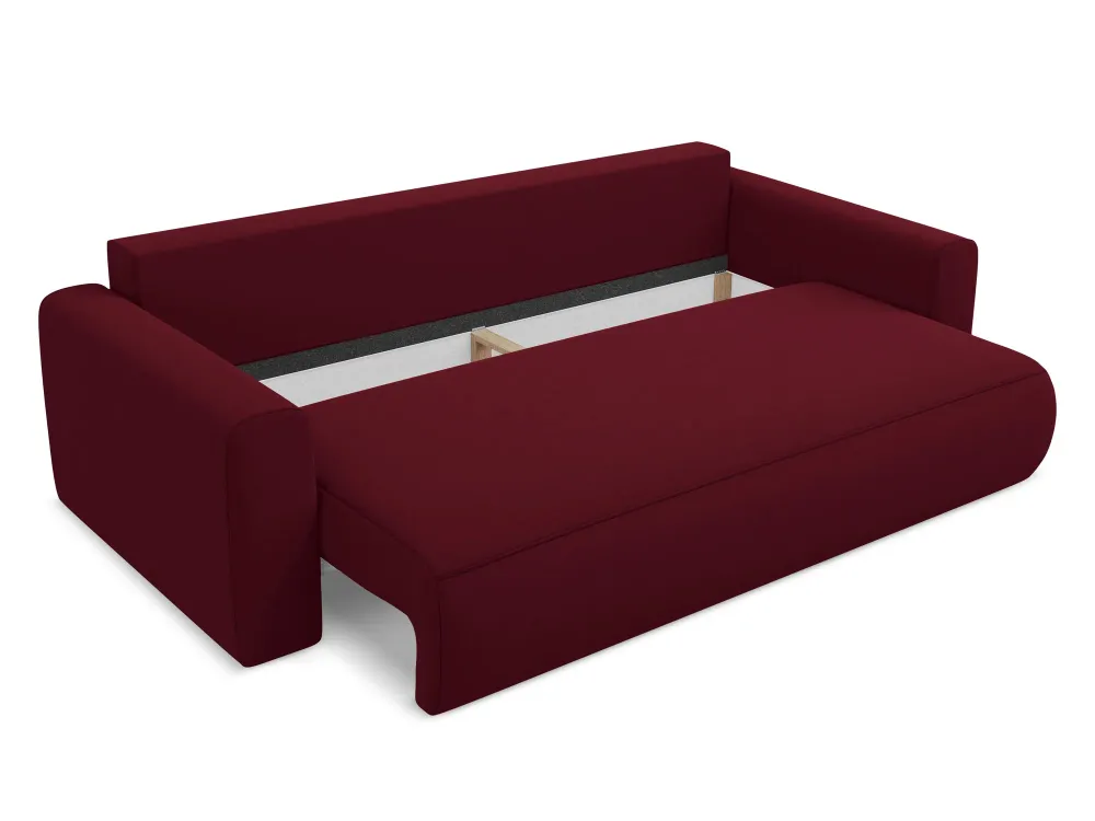 Sofa sametová 3-osobová s funkcí spaní KAPUA burgundová