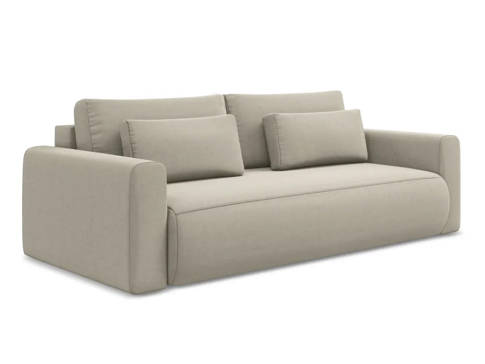 Sofa sametová 3-osobová s funkcí spaní KAPUA perlová