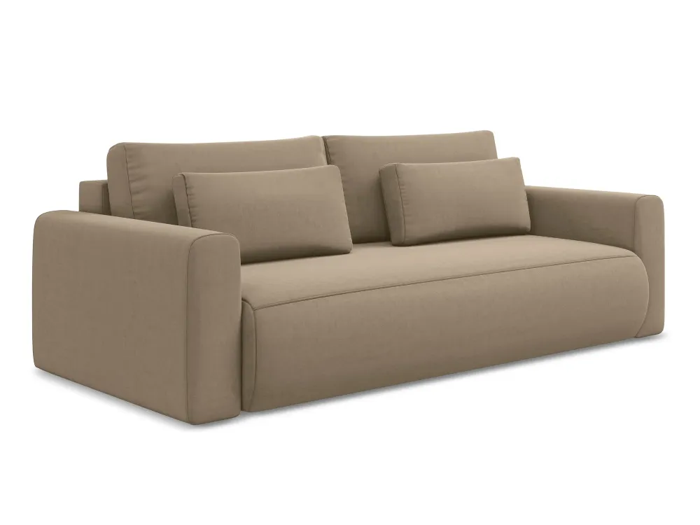 Sofa sametová 3-osobová s funkcí spaní KAPUA tmavě béžová