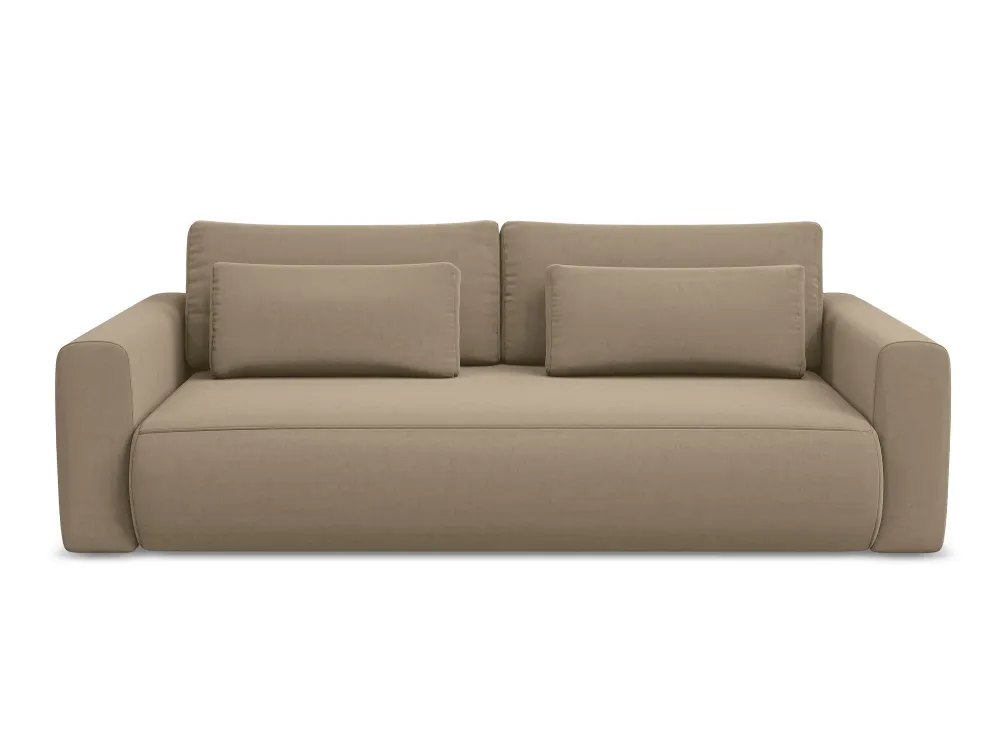 Sofa sametová 3-osobová s funkcí spaní KAPUA tmavě béžová