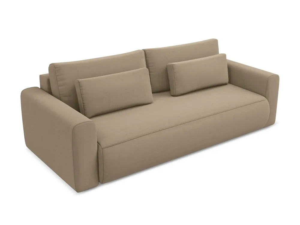 Sofa sametová 3-osobová s funkcí spaní KAPUA tmavě béžová