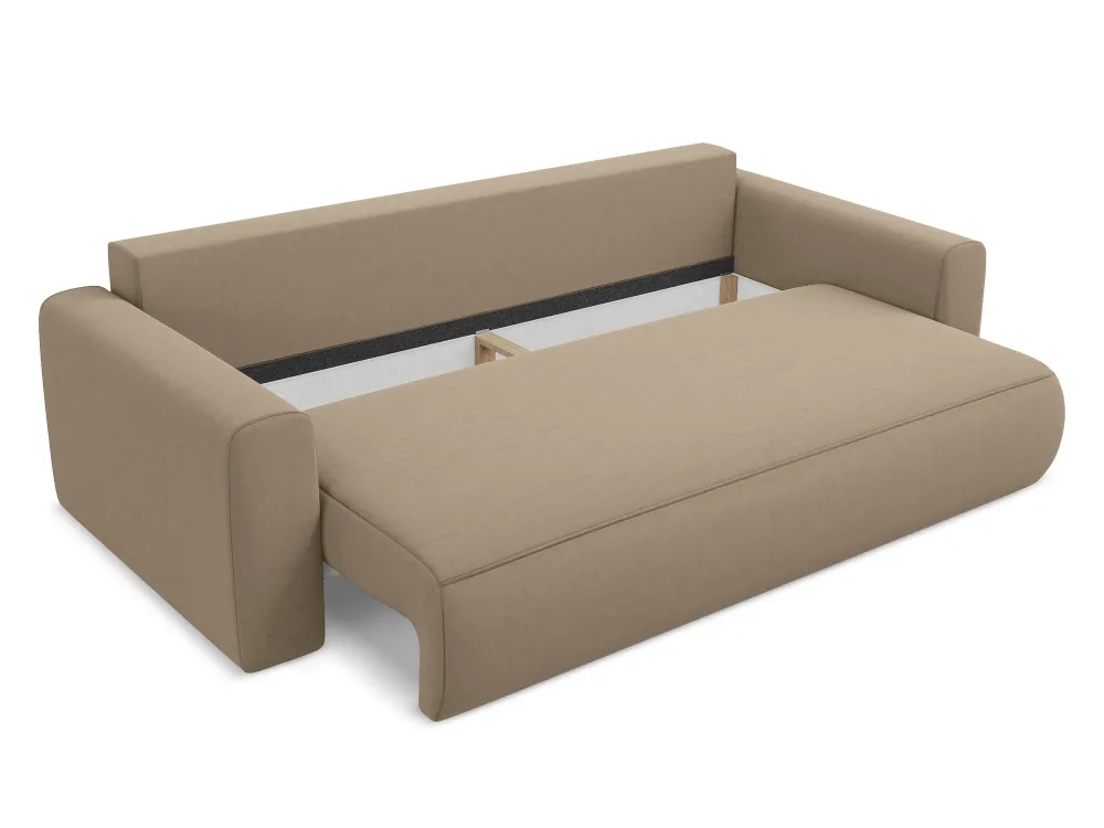 Sofa sametová 3-osobová s funkcí spaní KAPUA tmavě béžová