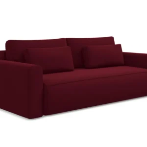 Sofa sametová 3-osobová s funkcí spaní KAPUA burgundová