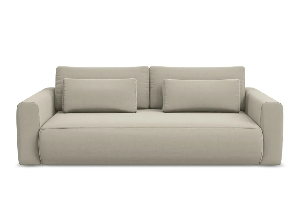 Sofa sametová 3-osobová s funkcí spaní KAPUA perlová