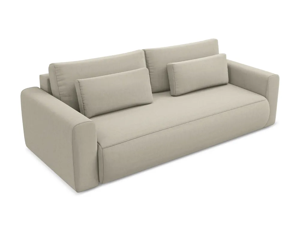 Sofa sametová 3-osobová s funkcí spaní KAPUA perlová