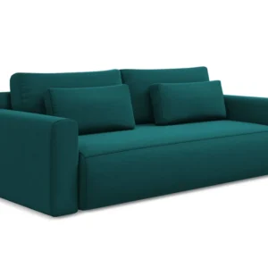 Sofa sametová 3-osobová s funkcí spaní KAPUA mořská