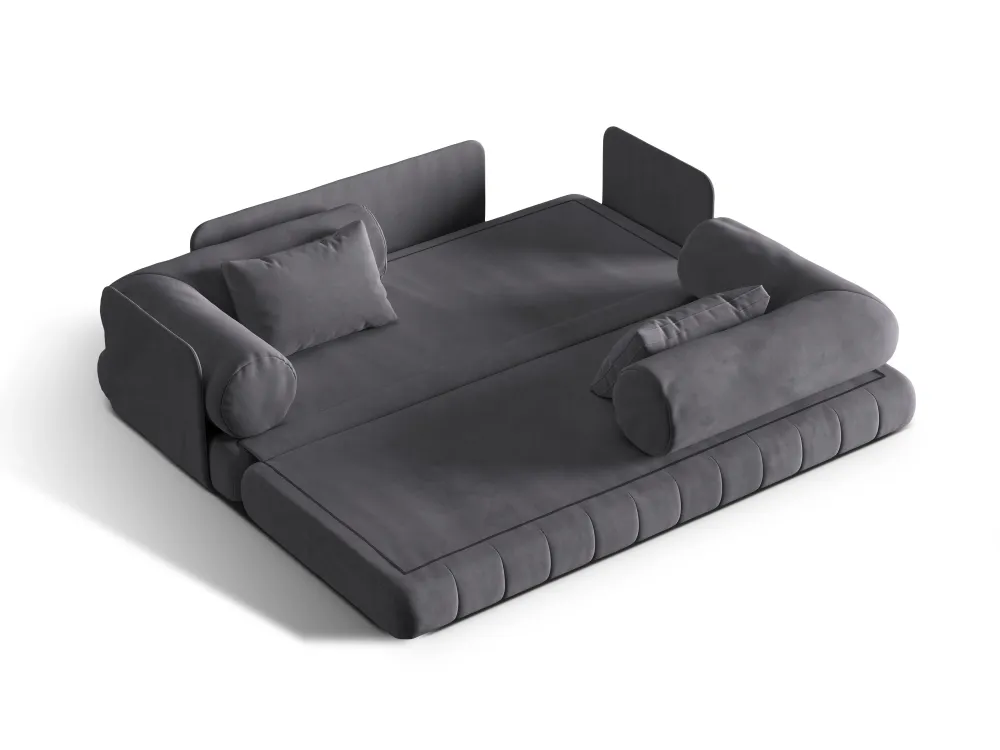 Sofa sametová 3-osobová s funkcí spaní KEMI tmavě šedá