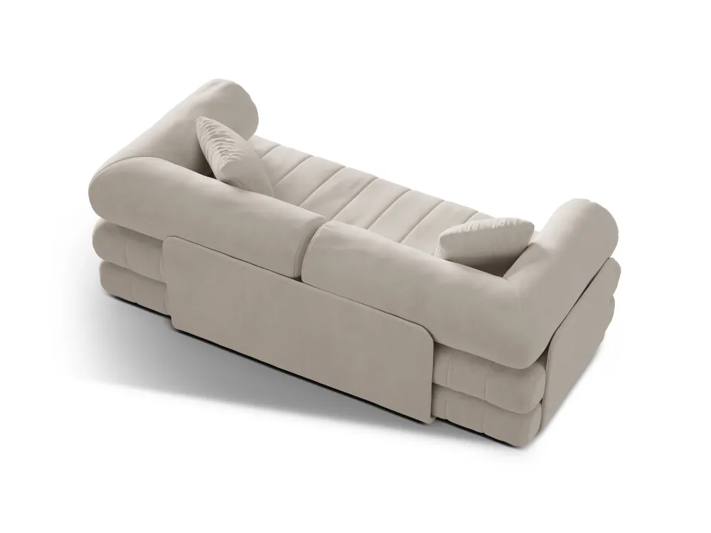 Sofa sametová 3-osobová s funkcí spaní KEMI béžová