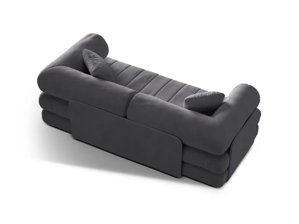 Sofa sametová 3-osobová s funkcí spaní KEMI tmavě šedá