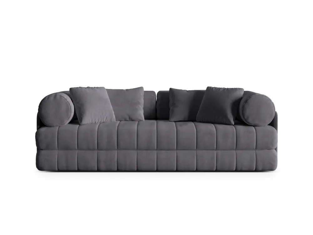 Sofa sametová 3-osobová s funkcí spaní KEMI tmavě šedá