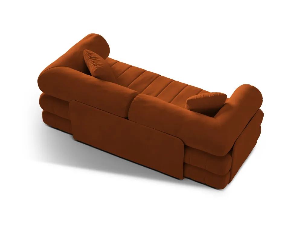 Sofa sametová 3-osobová s funkcí spaní KEMI terakota