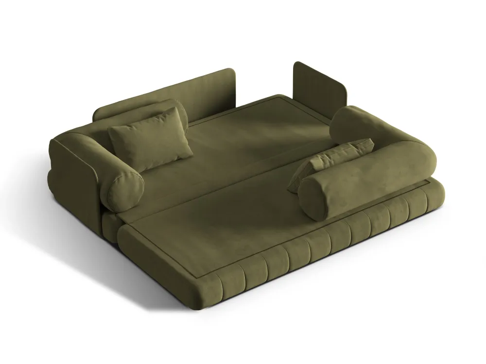 Sofa sametová 3-osobová s funkcí spaní KEMI zelená