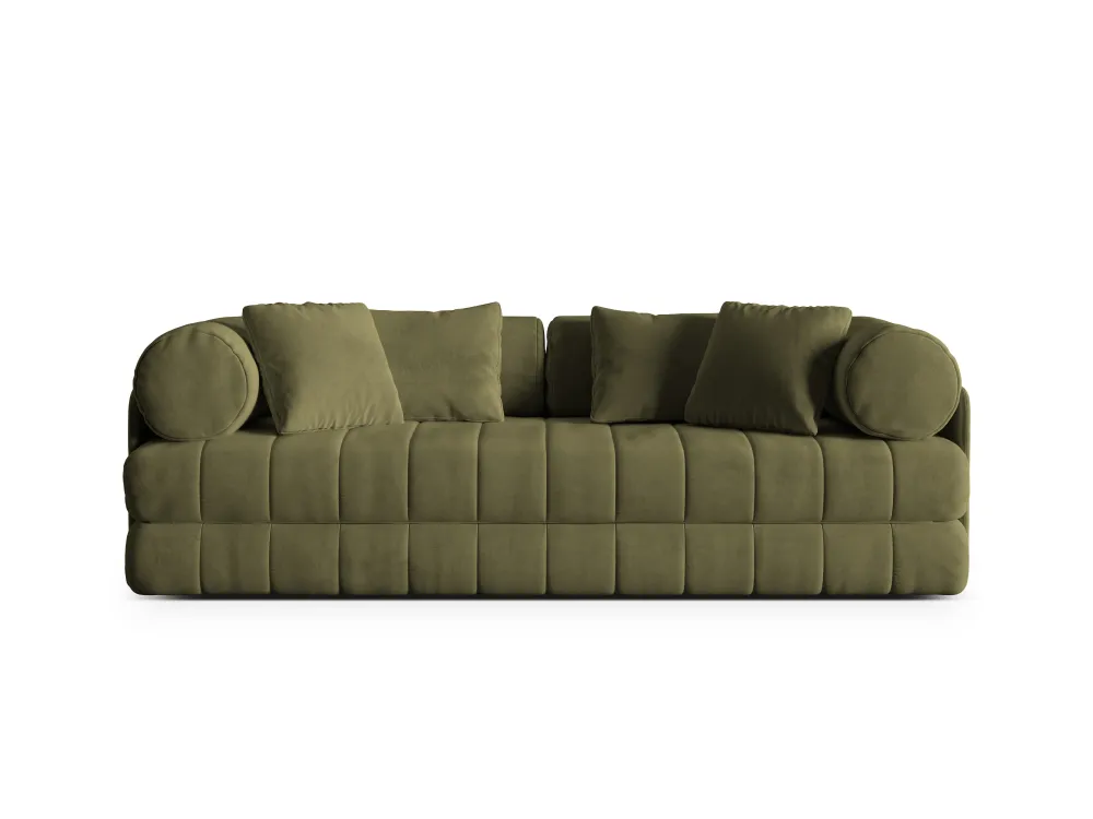 Sofa sametová 3-osobová s funkcí spaní KEMI zelená