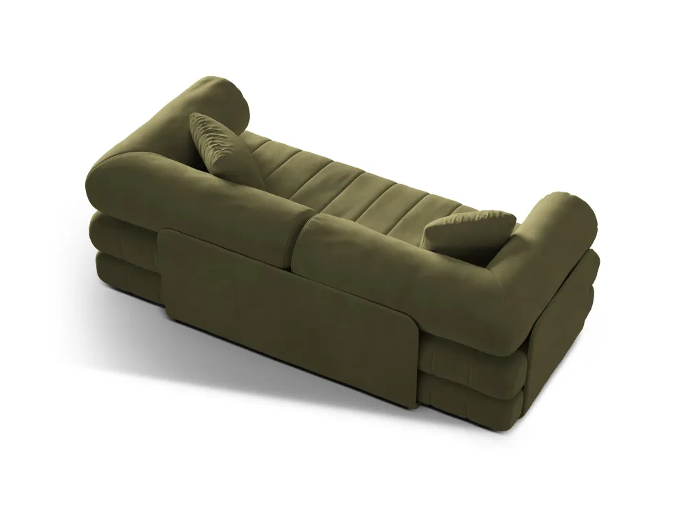 Sofa sametová 3-osobová s funkcí spaní KEMI zelená