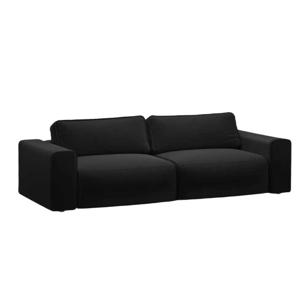 Sofa sametová 3-osobová s funkcí spaní VICTOR černá