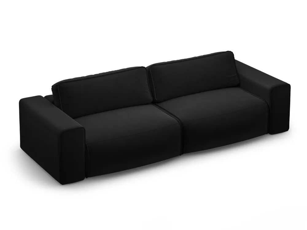 Sofa sametová 3-osobová s funkcí spaní VICTOR černá