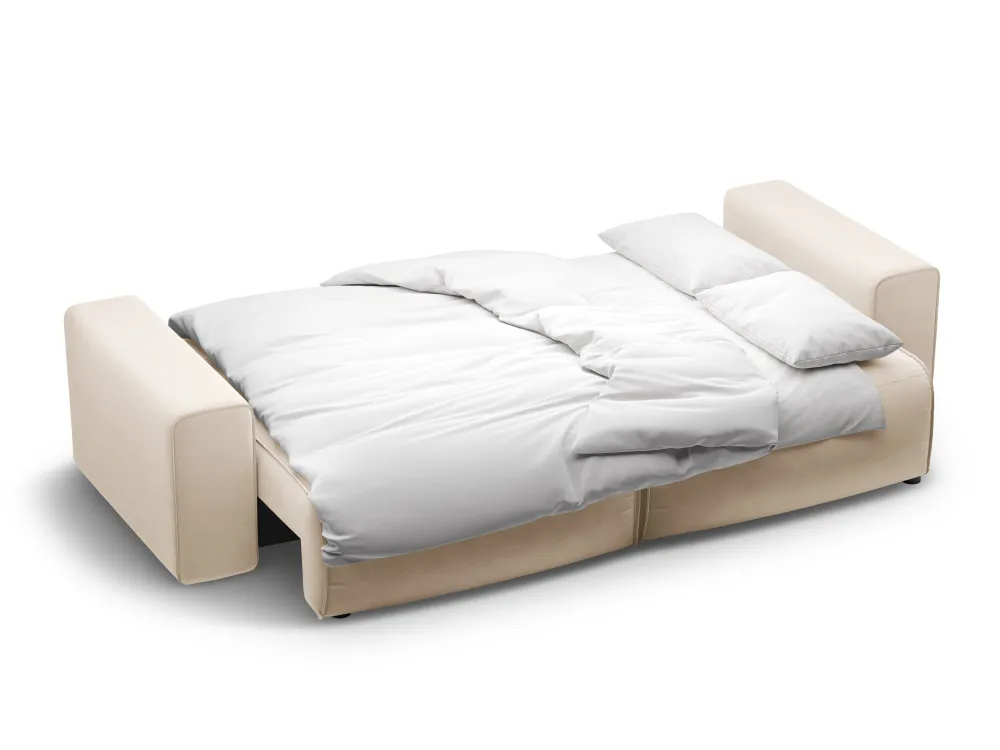 Sofa sametová 3-osobová s funkcí spaní VICTOR béžová