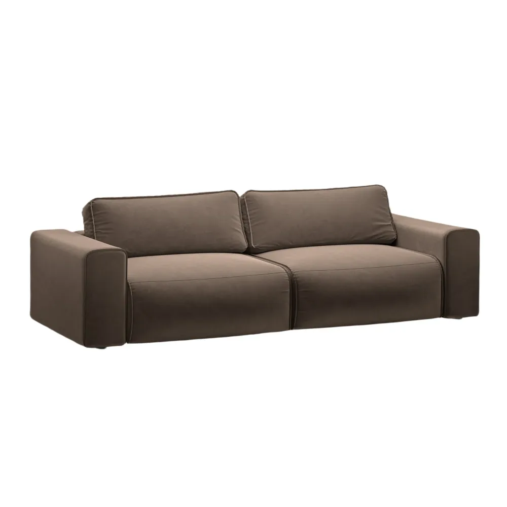Sofa sametová 3-osobová s funkcí spaní VICTOR čokoládová