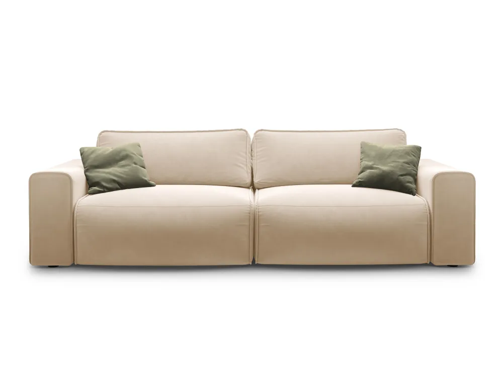 Sofa sametová 3-osobová s funkcí spaní VICTOR béžová