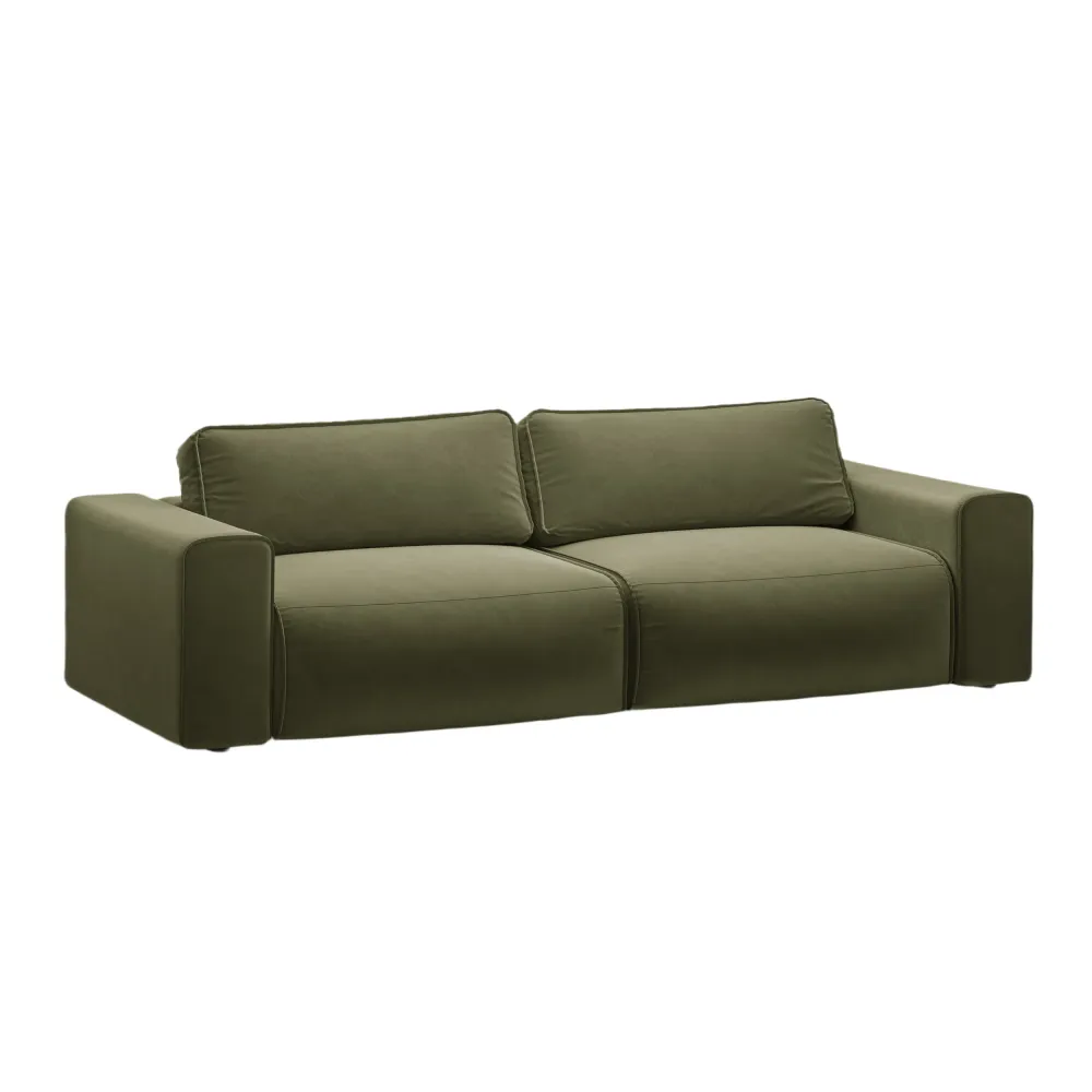 Sofa sametová 3-osobová s funkcí spaní VICTOR zelená
