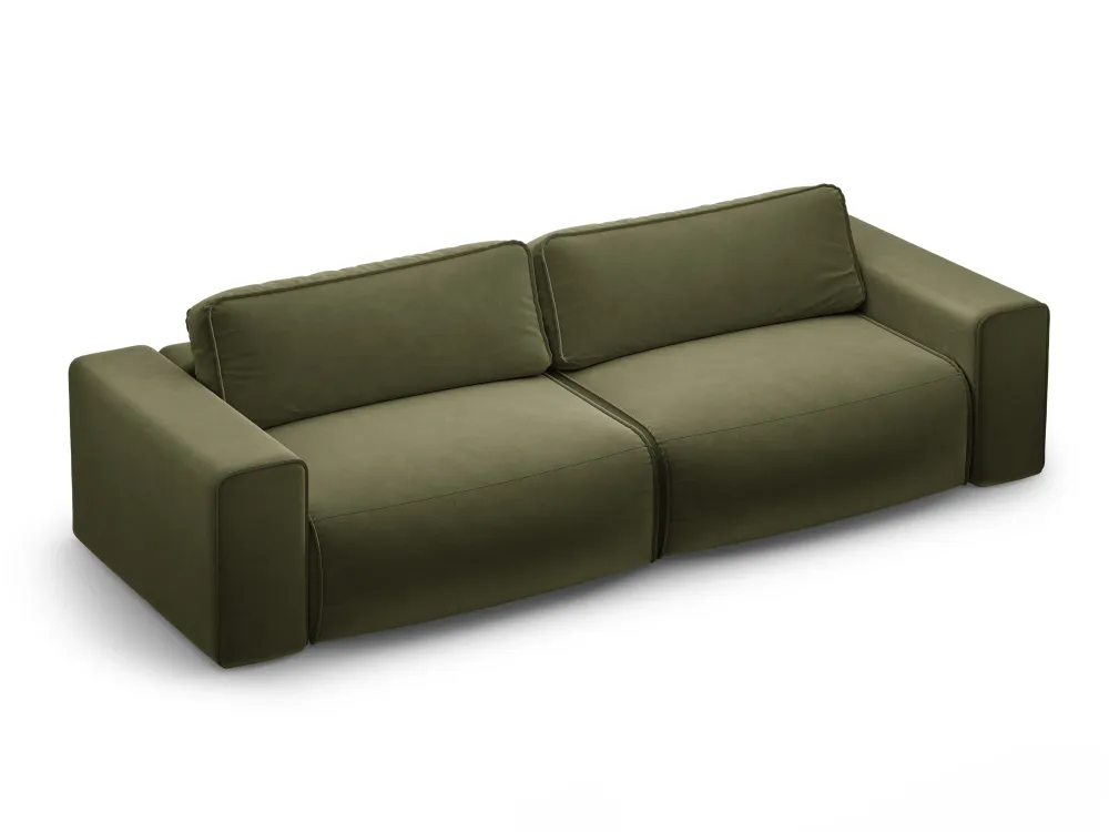 Sofa sametová 3-osobová s funkcí spaní VICTOR zelená