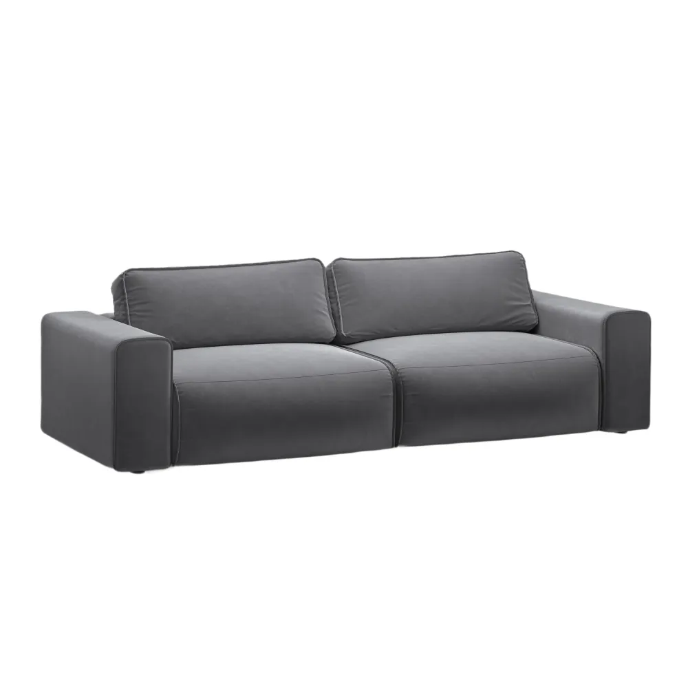 Sofa sametová 3-osobová s funkcí spaní VICTOR šedá