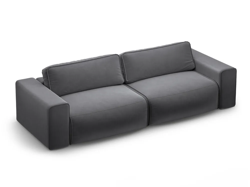 Sofa sametová 3-osobová s funkcí spaní VICTOR šedá