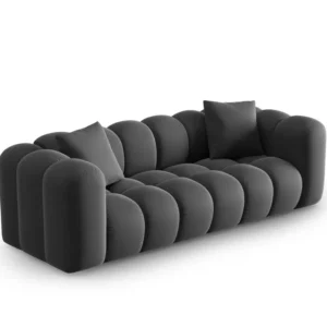 Sofa sametová 3-osobová HALLEY šedá