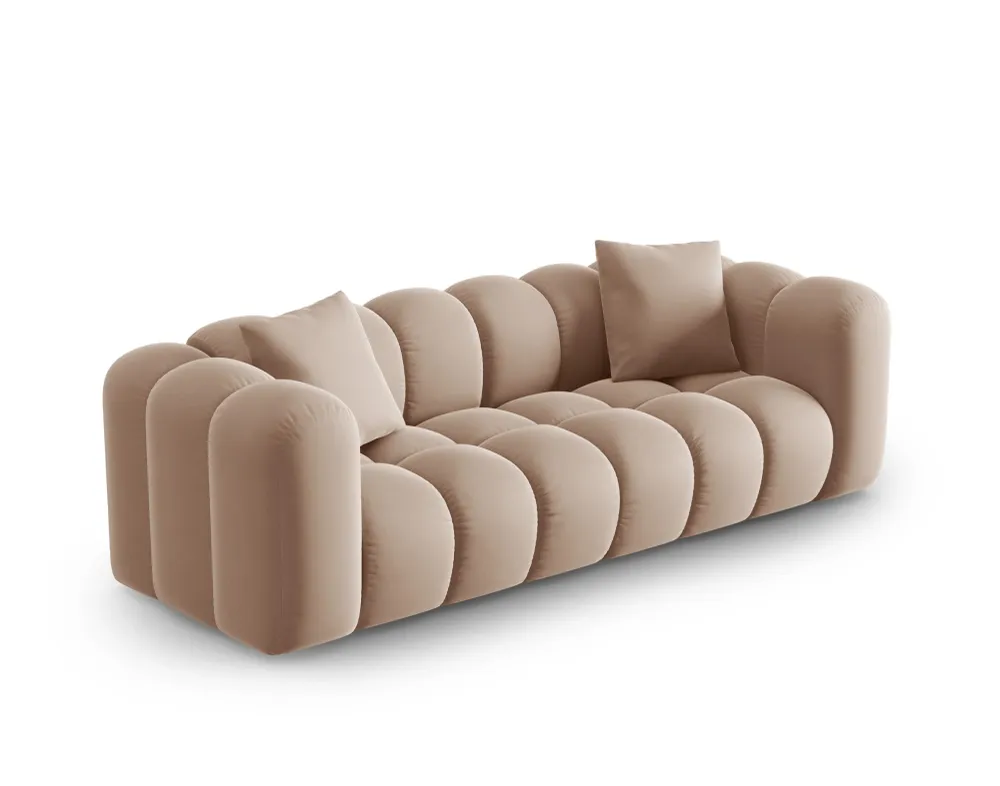 Sofa sametová 3-osobová HALLEY béžová