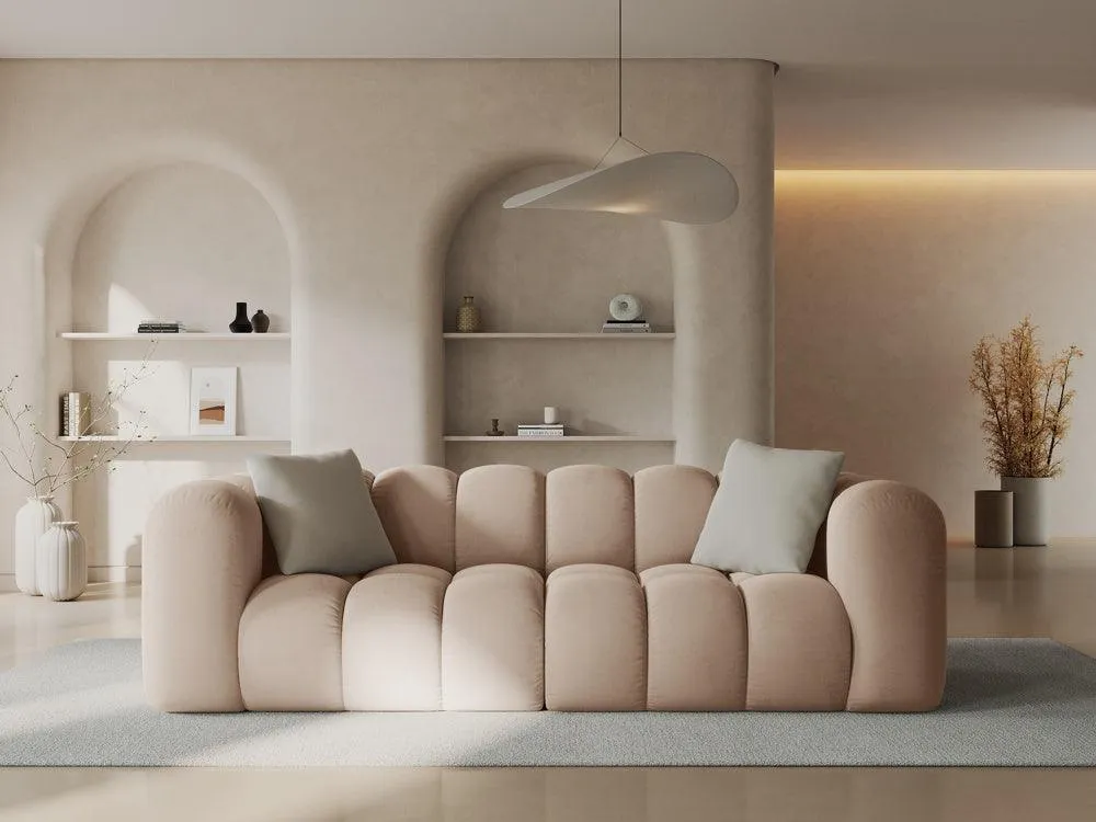 Sofa sametová 3-osobová HALLEY béžová