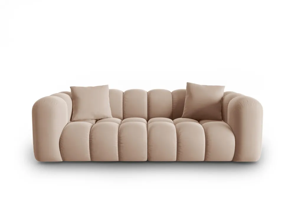 Sofa sametová 3-osobová HALLEY béžová