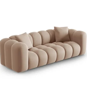 Sofa sametová 3-osobová HALLEY béžová