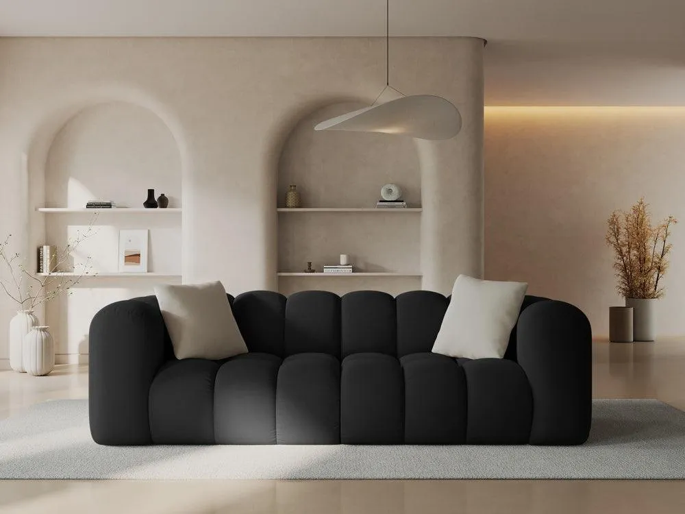 Sofa sametová 3-osobová HALLEY černá