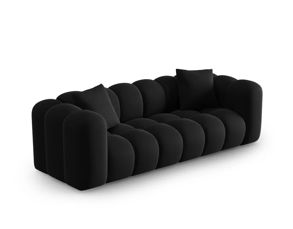 Sofa sametová 3-osobová HALLEY černá