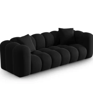 Sofa sametová 3-osobová HALLEY černá