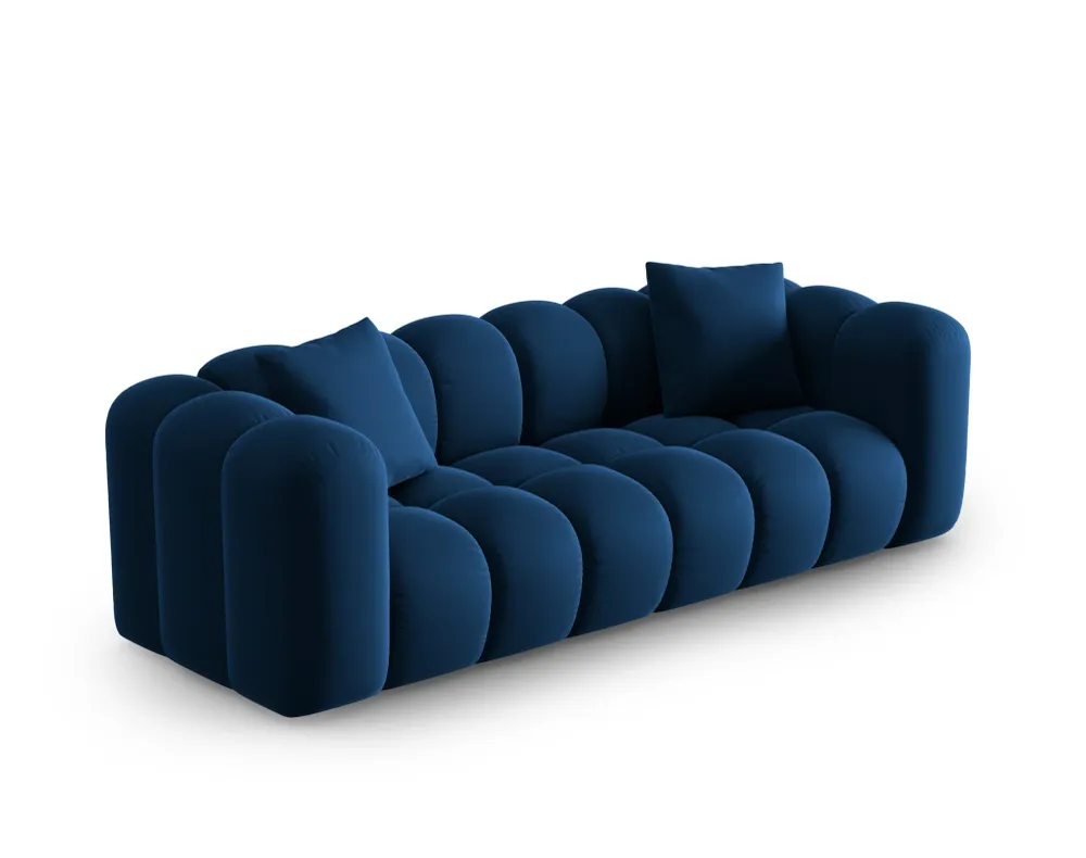 Sofa sametová 3-osobová HALLEY královská modrá