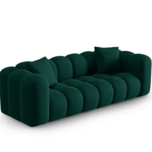 Sofa sametová 3-osobová HALLEY lahvově zelená