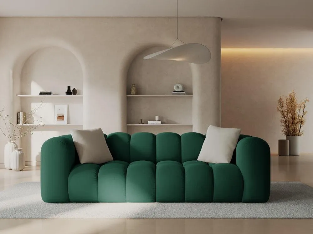 Sofa sametová 3-osobová HALLEY lahvově zelená