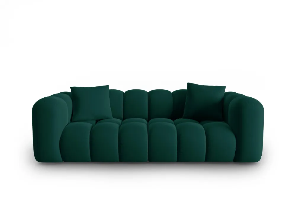 Sofa sametová 3-osobová HALLEY lahvově zelená