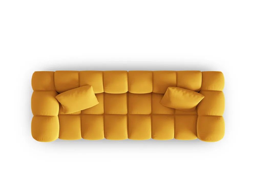 Sofa sametová 3-osobová HALLEY žlutá