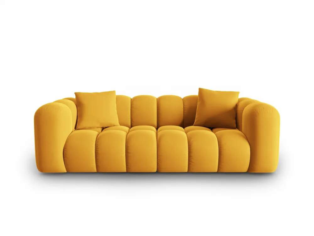 Sofa sametová 3-osobová HALLEY žlutá
