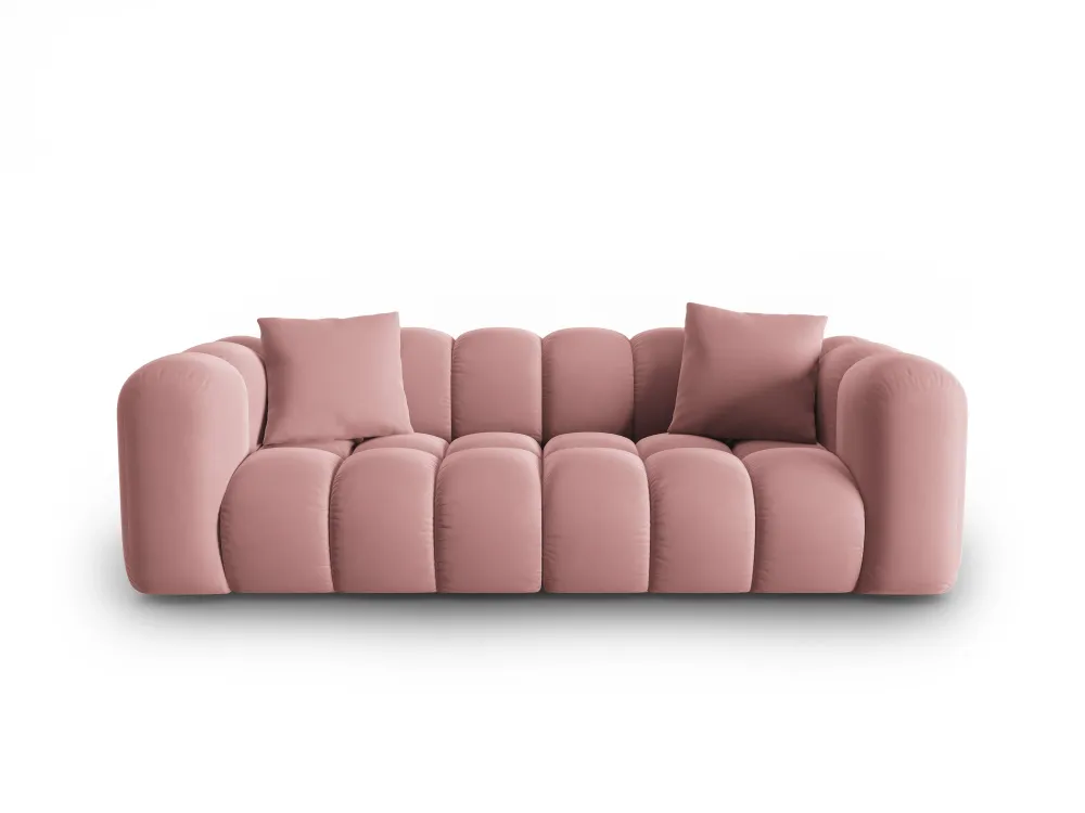 Sofa sametová 3-osobová HALLEY růžová