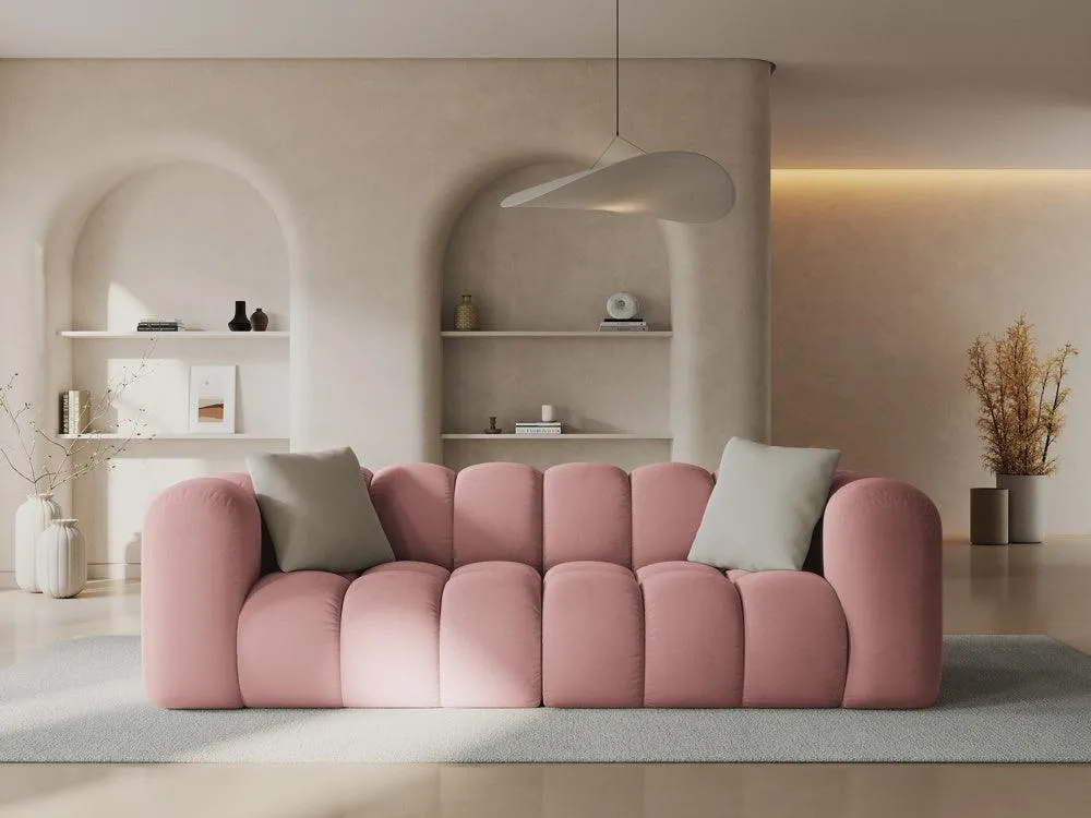 Sofa sametová 3-osobová HALLEY růžová