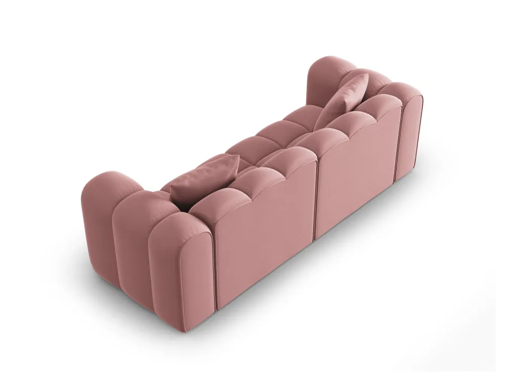 Sofa sametová 3-osobová HALLEY růžová